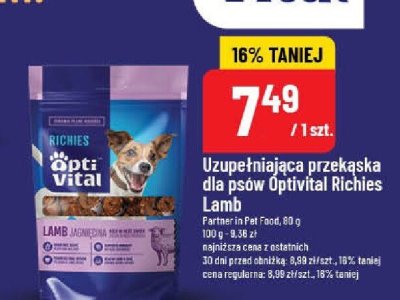 Uzupełniająca przekąska dla psów OptiVital Richies Lamb promocja w POLOmarket