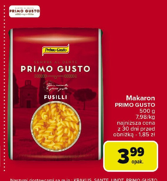 Makaron fusilli Primo gusto promocja