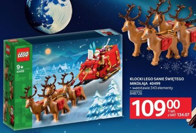 Klocki LEGO Sanie Świętego Mikołaja 40499 w zestawie 343 elementy 848726 promocja w Selgros