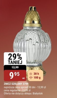 Znicz szklany 3799 30 h 100 g promocja w bi1