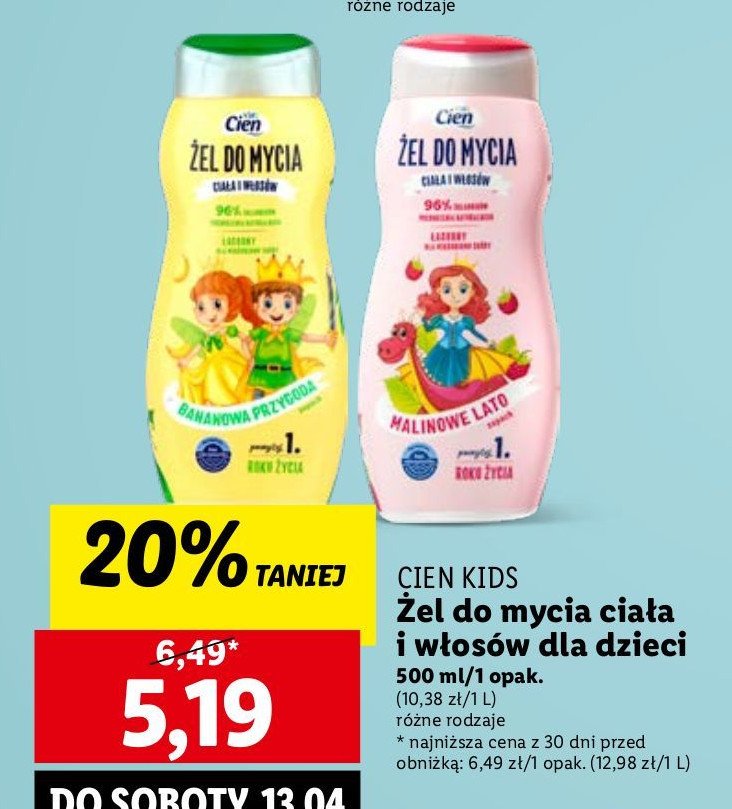 Żel do mycia ciała i włosów malinowe lato Cien promocja
