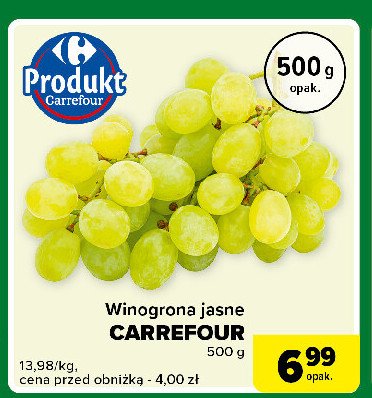Winogrona białe bezpestkowe Carrefour targ świeżości promocja