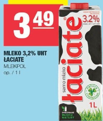 Mleko 3,2% UHT Łaciate Mlekpol promocja w SPAR