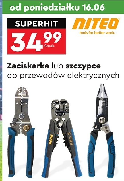 Szczypce do przewodów Niteo tools promocja w Biedronka