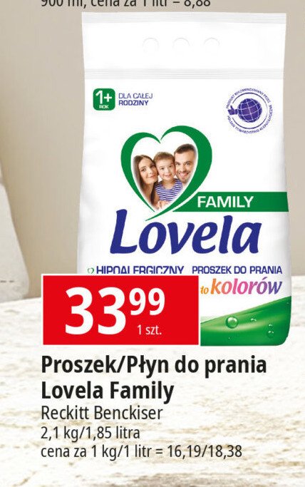 Płyn do prania kolorów family Lovela promocja w Leclerc