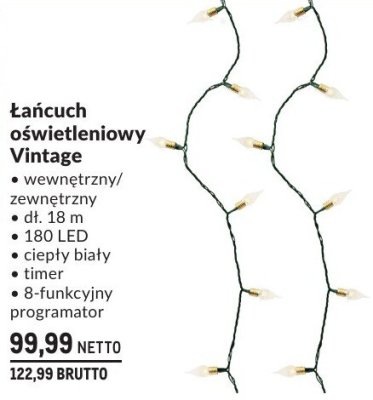 Łańcuch oświetleniowy Vintage wewnętrzny/zewnętrzny 18 m 180 LED promocja w Makro