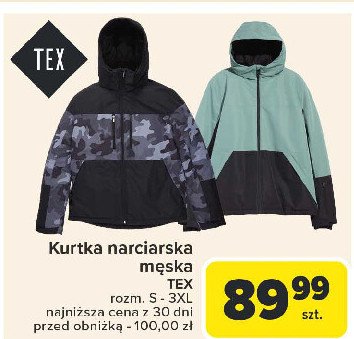 Kurtka narciarska męska s-3xl Tex promocja w Carrefour