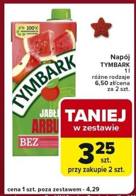 Napój TYMBARK jabłko 1 l różne rodzaje promocja w Carrefour Express
