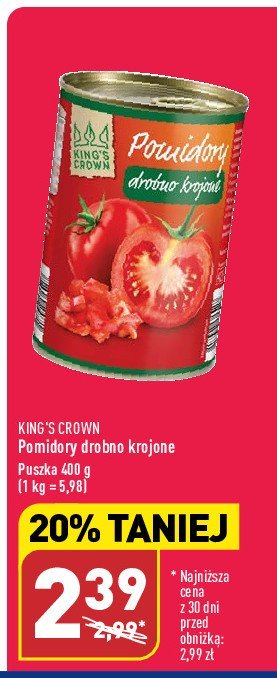 Pomidory bez skóry krojone King's crown (aldi) promocja