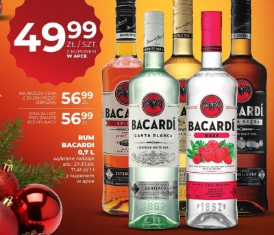 Rum Bacardi wybrane rodzaje 0,7 L alk. 27-37,5% promocja w Duży Ben