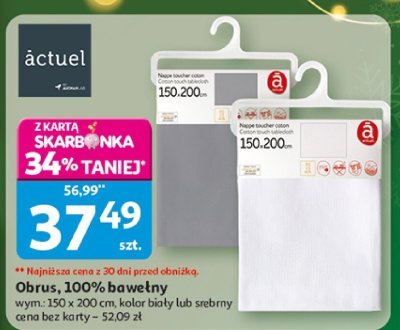 Obrus, 100% bawełny wym.: 150 x 200 cm, kolor biały lub srebrny promocja w Auchan