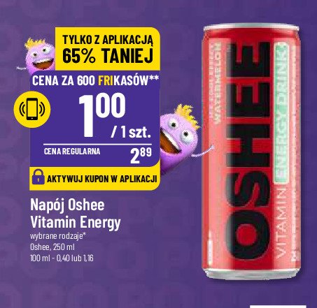 Napój watermelon Oshee energy drink promocja