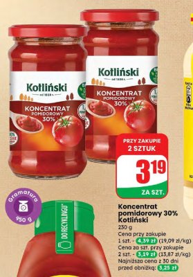 Koncentrat pomidorowy 30% Kotliński promocja w Dino