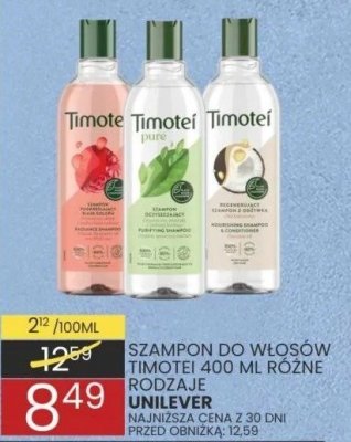 Szampon do włosów Timotei 400 ml różne rodzaje Unilever promocja w Wafelek