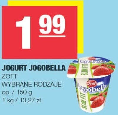 Jogurt Jogobella Zott wybrane rodzaje promocja w SPAR