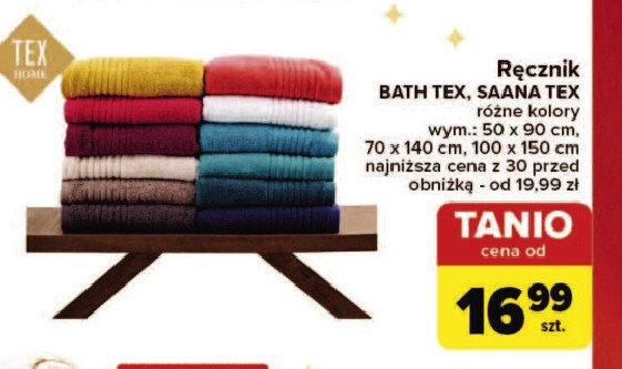 Ręcznik saana 50 x 90 cm Tex promocja