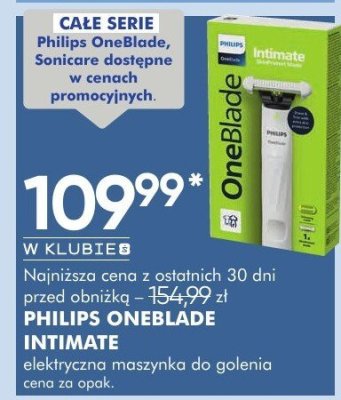 Elektryczna maszynka do golenia PHILIPS ONEBLADE INTIMATE promocja w Super-Pharm
