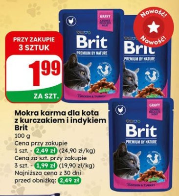 Karma mokra dla kota z kurczakiem i indykiem promocja w Dino