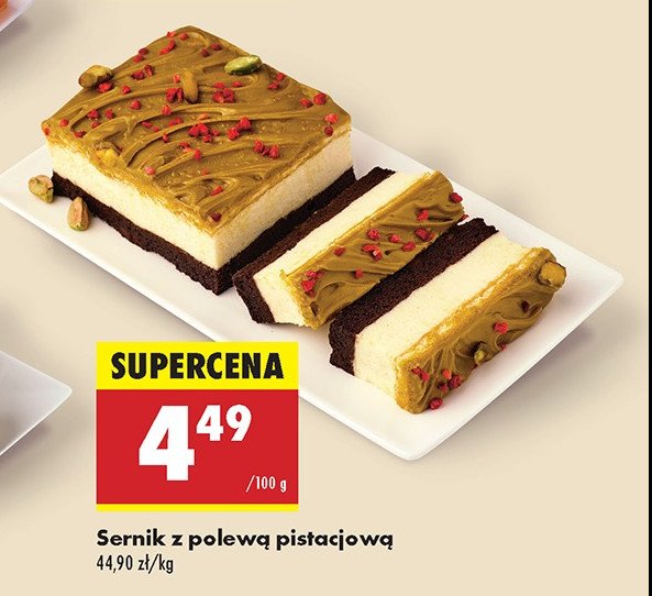 Sernik z polewą pistacjową promocja