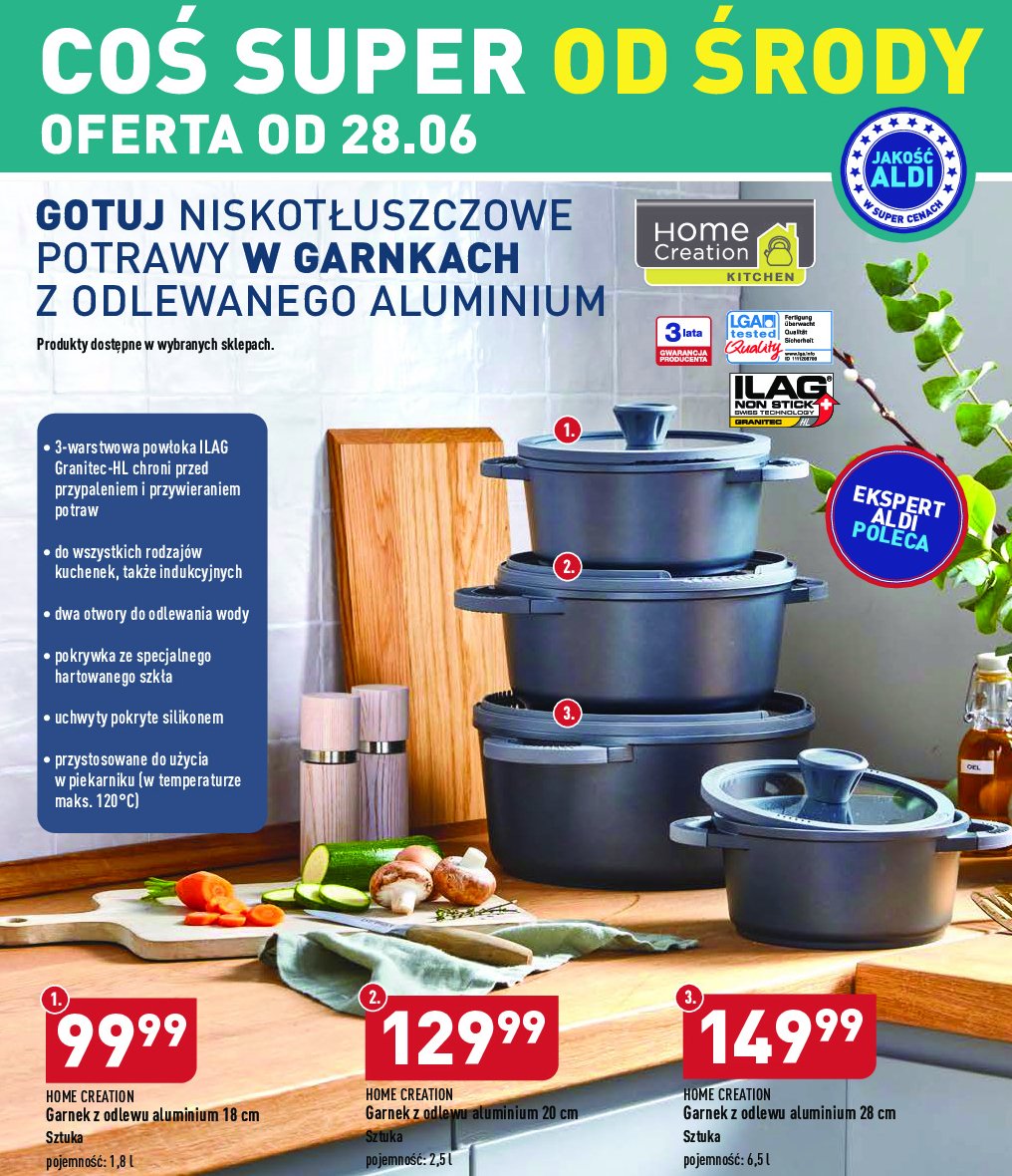 Garnek z odlewu aluminium 28cm ze szklan膮 pokrywk膮 Home creation promocja