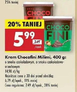 Krem czekoladowo-orzechowy Milimi chocofini promocja w Biedronka