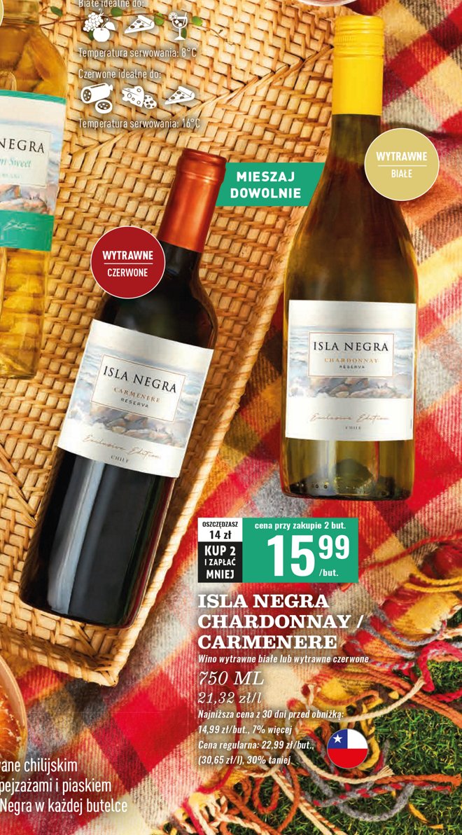 Wino ISLA NEGRA RESERVA CARMENERE promocja