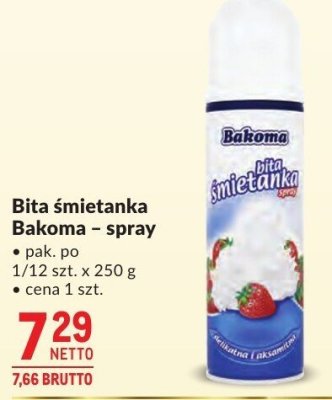Bita śmietanka Bakoma - spray promocja w Makro
