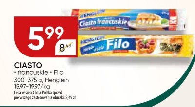 Ciasto francuskie Henglein promocja w Chata Polska