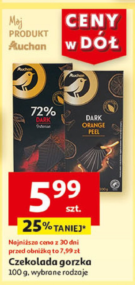 Czekolada gorzka 72 % Auchan promocja