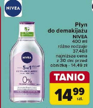 Płyn micelarny formuła 3w1 cera wrażliwa i nadwrażliwa Nivea micellair promocja