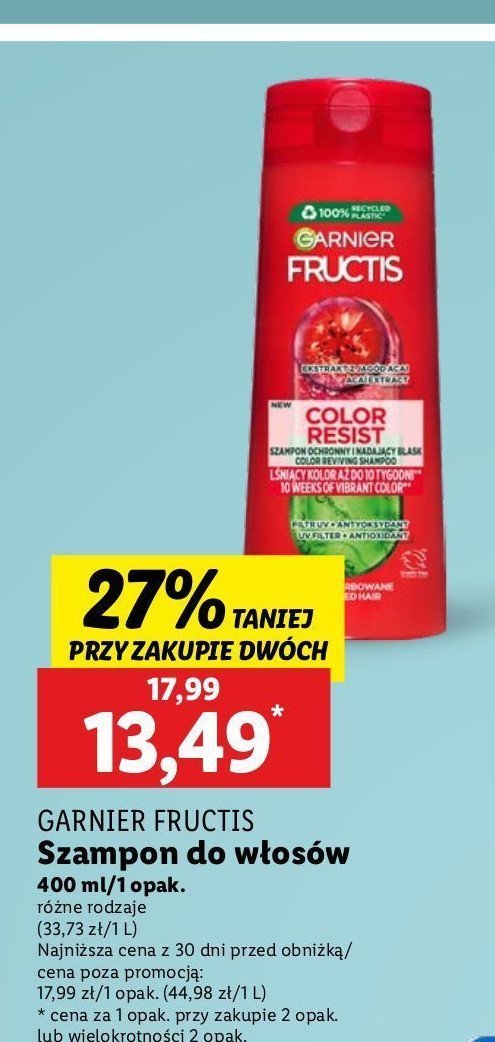 Szampon wzmacniający do włosów farbowanych i z pasemkami Fructis promocja