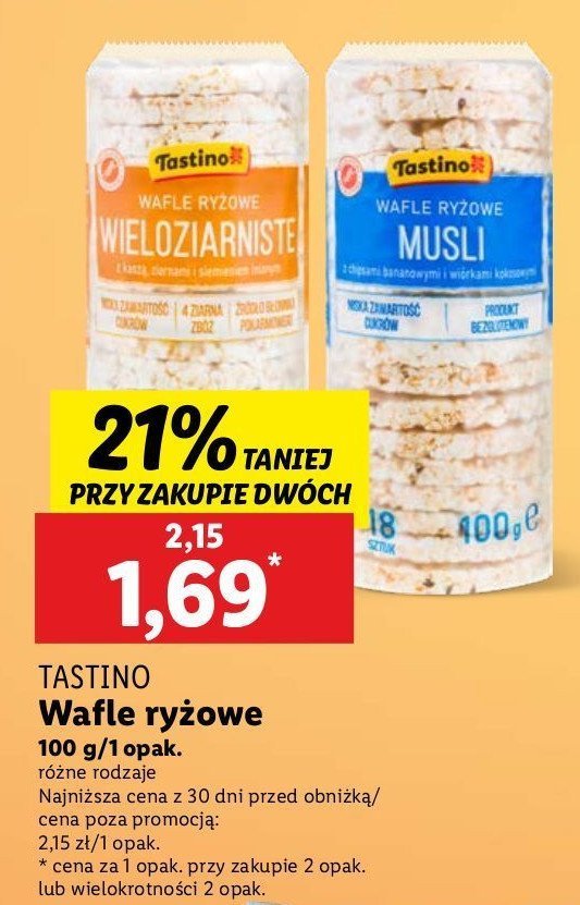 Wafle ryżowe musli Tastino promocja