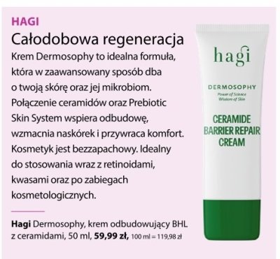 Krem Hagi Dermosophy, odbudowujący BHL z ceramidami promocja w Hebe