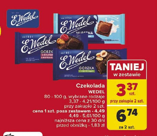Czekolada gorzka z malinami i wafelkami E. wedel promocja