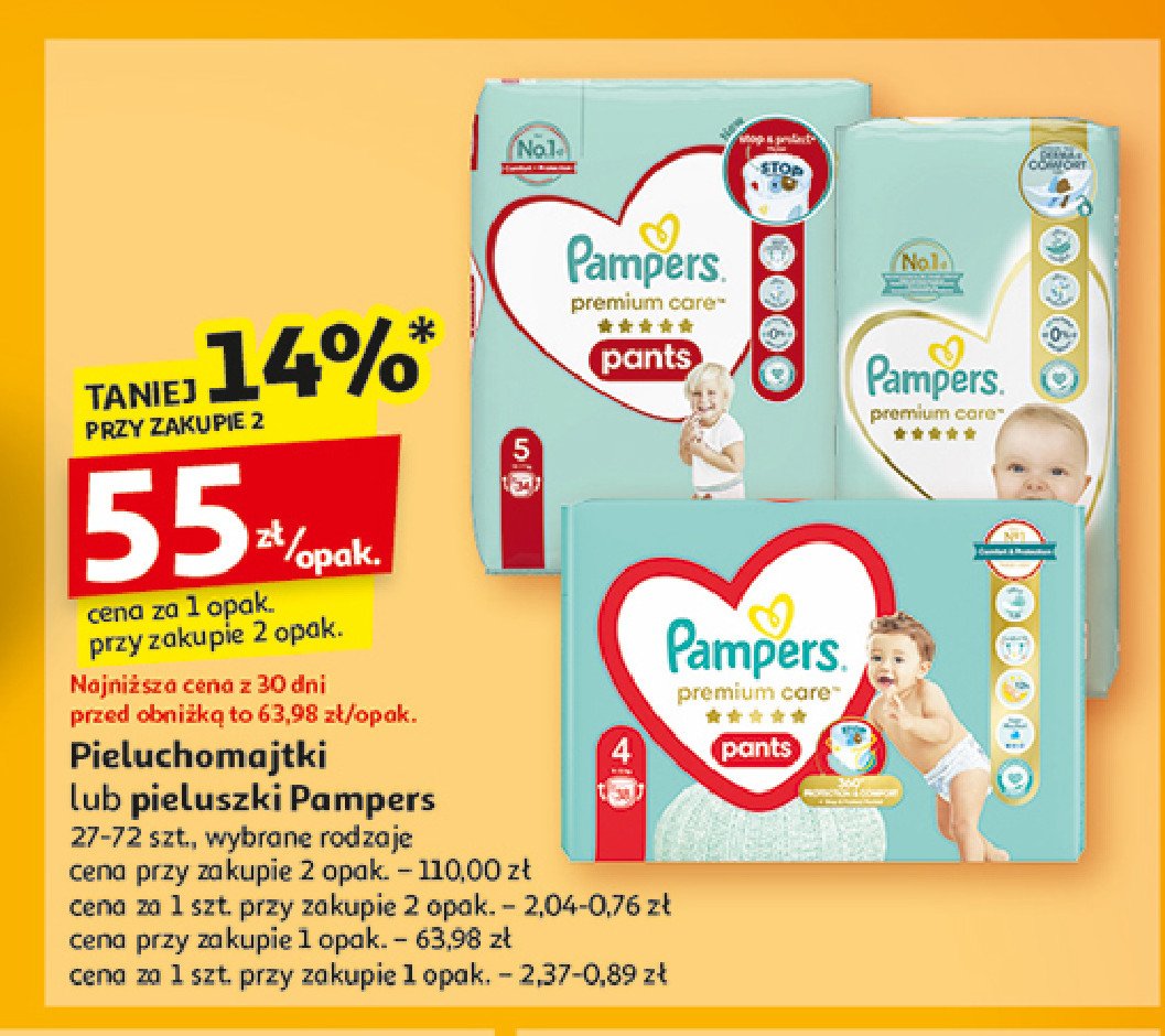 Pieluchy dla dzieci 5 Pampers premium care promocja