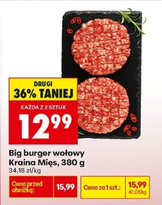 Big burger wołowy Kraina Mięs, 380 g promocja w Biedronka
