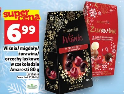Wiśnia/ migdały/ żurawina/ orzechy laskowe w czekoladzie Amaretti 80 g promocja w TOPAZ
