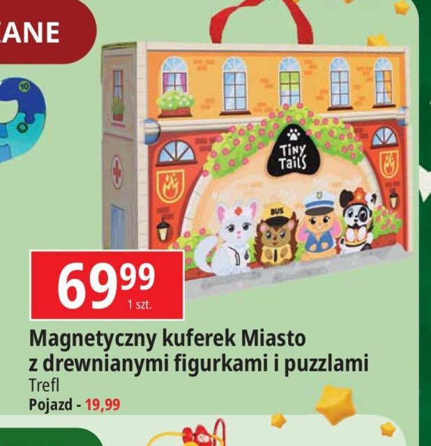 Zabawka drewniana tiny tails magiczny kuferek miasto Trefl promocja w Leclerc