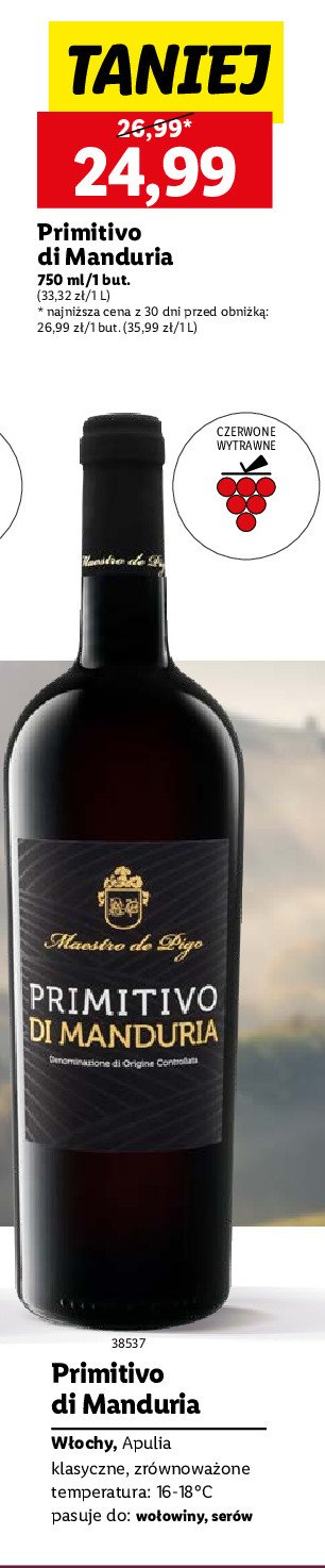 Wino Maestro de pigo primitivo di manduria promocja w Lidl