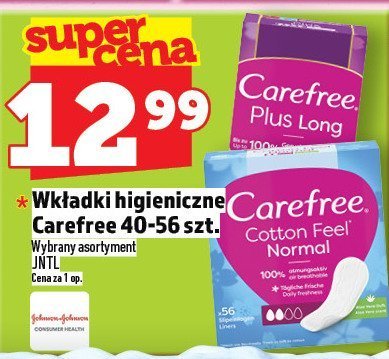 Wkładki higieniczne Carefree 40-56 szt. promocja w TOPAZ