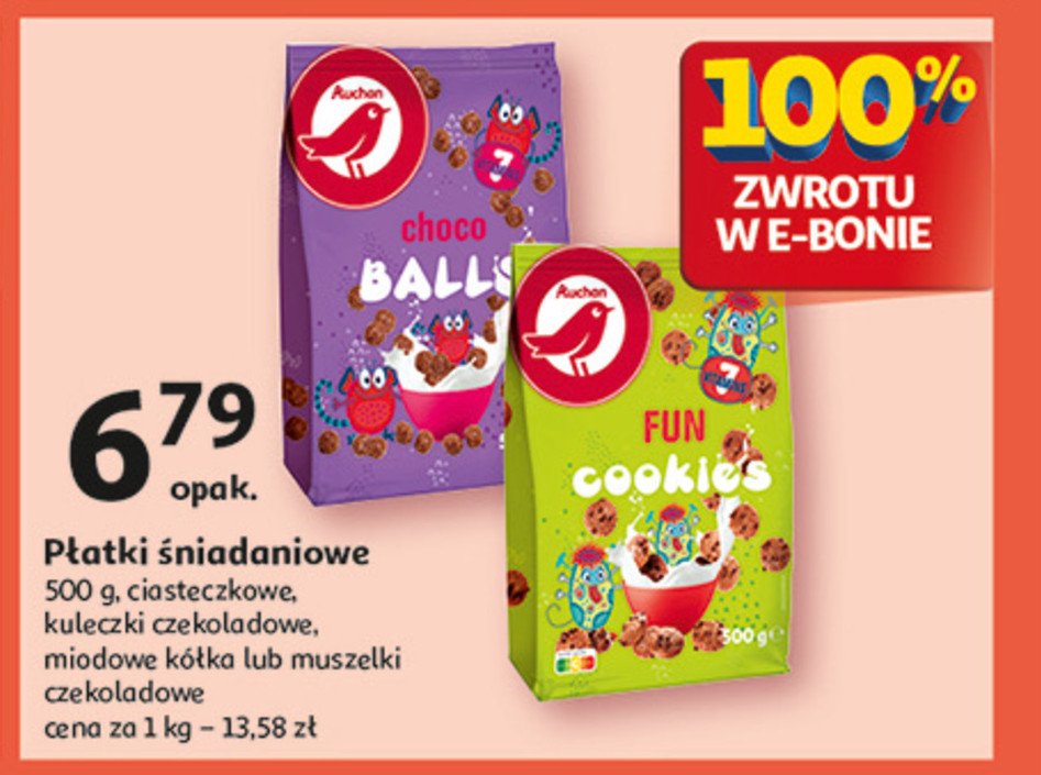 Płatki choco sheels Auchan różnorodne (logo czerwone) promocja