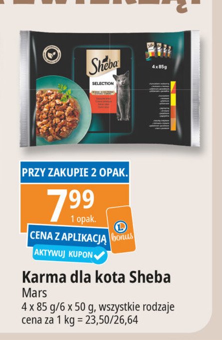 Karma dla kota z wołowiną w sosie Sheba promocja w Leclerc