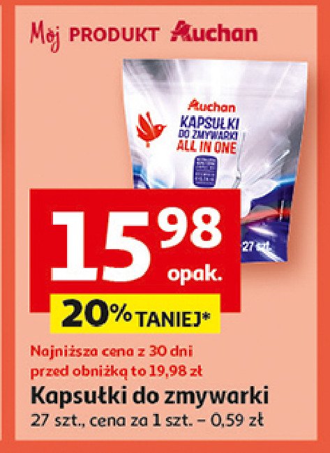 Tabletki do zmywarki Auchan różnorodne (logo czerwone) promocja