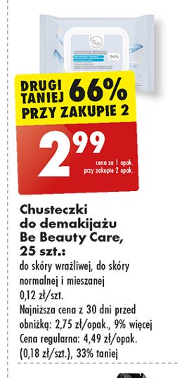 Chusteczki do demakijażu sensitive Be beauty care promocja