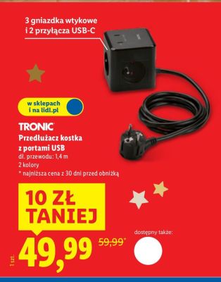 Przedłużacz kostka z portami USB  promocja w Lidl