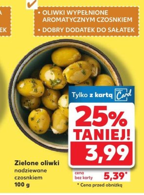Zielone oliwki nadziewane czosnkiem promocja w Kaufland