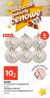 Bombki śr. 6 cm, 6 szt. w opakowaniu promocja w Dealz