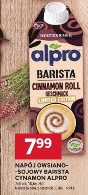 Napój owsiano-sojowy Barista Cinnamon Roll Alpro promocja w Stokrotka
