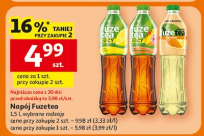 Napój Fuzetea 1,5 l, wybrane rodzaje promocja w Auchan