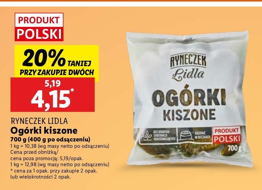 Ogórki kiszone Ryneczek lidla promocja